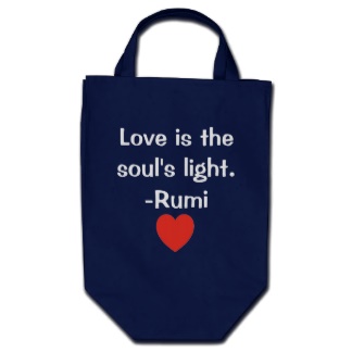 Love is the soul's light. -Rumi grocery tote