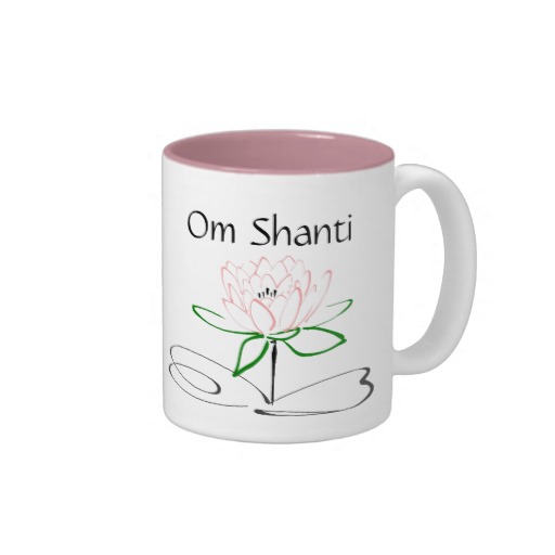 Om Shanti Pink Green Lotus Mug