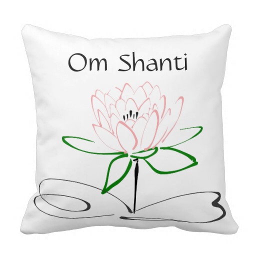 Om Shanti Pink Green Lotus Pillow