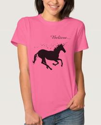 Unicorn Magic Believe Pink Black Women's T-Shirt