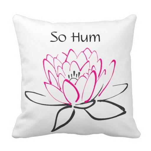 So Hum Pink Black Lotus Pillow